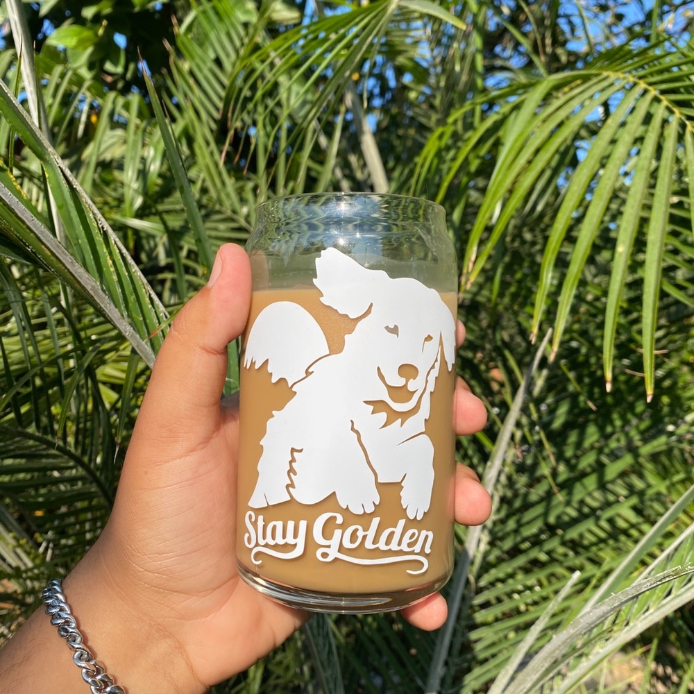 Stay Golden Golden Retriever Beer Can Shaped Glass